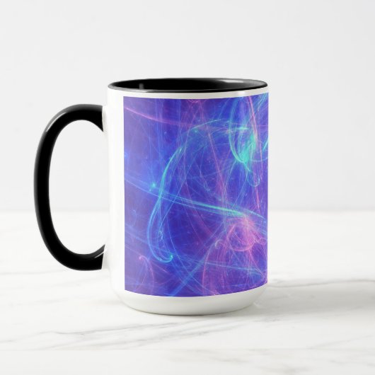 Abstract Blauw en Roze Zirly Fractal Mok (Links)