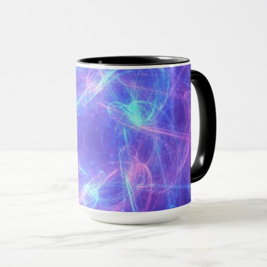 Abstract Blauw en Roze Zirly Fractal Mok (Voorkant rechts)
