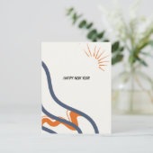 Abstract blauw en Sinaasappel 2025 Nieuwjaar Briefkaart (Staand voorkant)