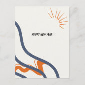 Abstract blauw en Sinaasappel 2025 Nieuwjaar Briefkaart (Voorkant)