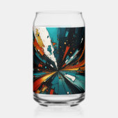 Abstract blauw en Sinaasappel 607 Blikvorm Glas (Achterkant)