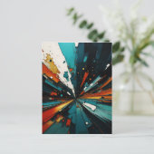 Abstract blauw en Sinaasappel 607 Briefkaart (Staand voorkant)