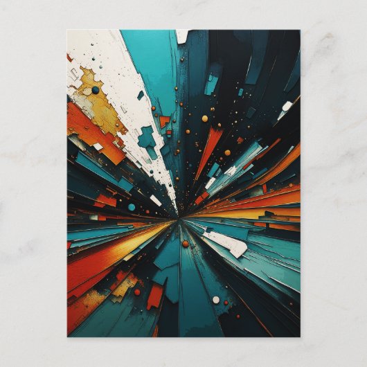 Abstract blauw en Sinaasappel 607 Briefkaart (Voorkant)