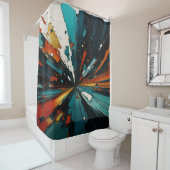 Abstract blauw en Sinaasappel 607 Douchegordijn (In situ)