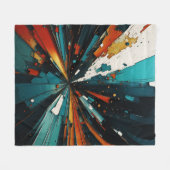 Abstract blauw en Sinaasappel 607 Fleece Deken (Voorkant (Horizontaal))