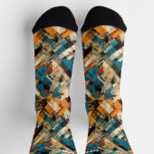 Abstract blauw en Sinaasappel – Custom Artistic Sokken (Top)