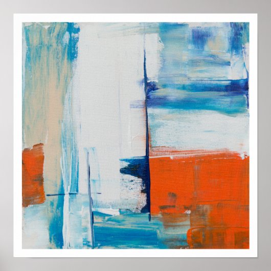 Abstract Blauw en Sinaasappel Moderne Kunst Poster (Voorkant)