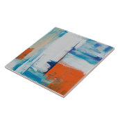 Abstract Blauw en Sinaasappel Moderne Kunst Tegeltje (Zijkant)