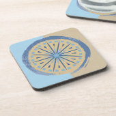 Abstract blauw- en Tan-startcirkelontwerp Bier Onderzetter (Linkerzijde)