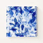 Abstract Blauw en Wit Bladeren Notitieboek (Achterkant)