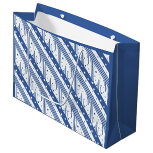 Abstract blauw en wit groot cadeauzakje