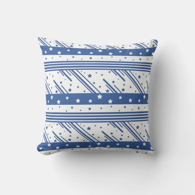 Abstract blauw en wit kussen (Voorkant)