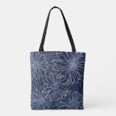 Abstract Blauw en Wit Kustbloemmotief Tote Bag (Achterkant)