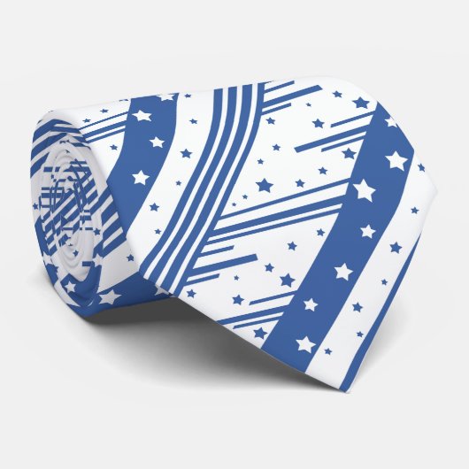 Abstract blauw en wit stropdas (Opgerold)