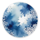 Abstract blauw en wit Waterverf ontwerp Keramische Knop (Voorkant)