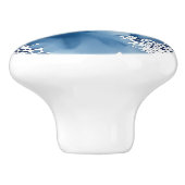 Abstract blauw en wit Waterverf ontwerp Keramische Knop (Zijkant)