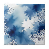 Abstract blauw en wit Waterverf ontwerp Tegeltje (Voorkant)