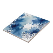 Abstract blauw en wit Waterverf ontwerp Tegeltje (Zijkant)