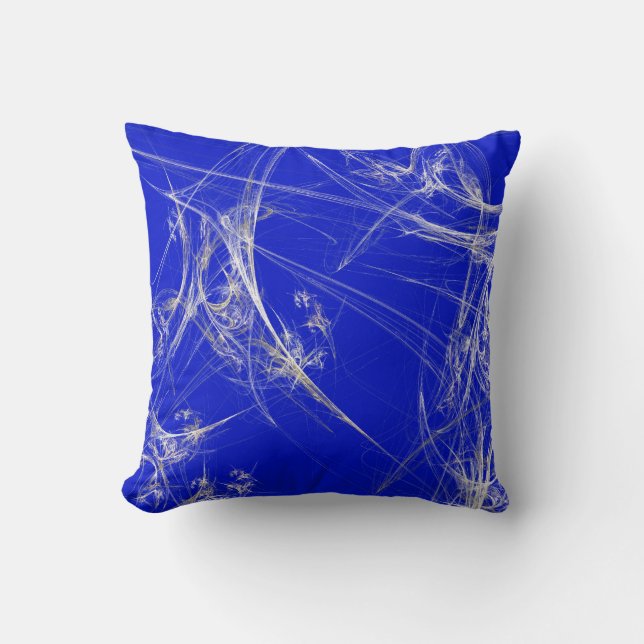 Abstract Blauw en Witte Fractal Pillow Kussen (Voorkant)
