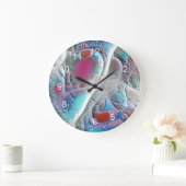 Abstract blauw en witte quilt - roze en cyaan frac grote klok (Huis)