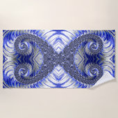 Abstract Blauw en Witte Spiral Fractal Strandlaken (Voorkant)