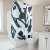 Abstract blauw en zeemanspenseelschilderij illus douchegordijn (In situ)