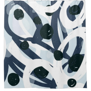 Abstract blauw en zeemanspenseelschilderij illus douchegordijn