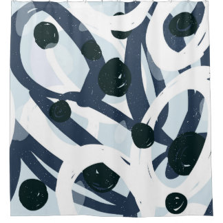 Abstract blauw en zeemanspenseelschilderij illus douchegordijn