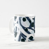 Abstract blauw en zeemanspenseelschilderij illus koffiemok (Voorkant links)