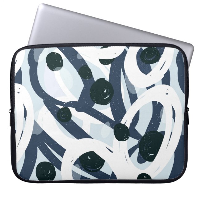 Abstract blauw en zeemanspenseelschilderij illus laptop sleeve (Voorkant)