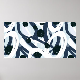 Abstract blauw en zeemanspenseelschilderij illus poster