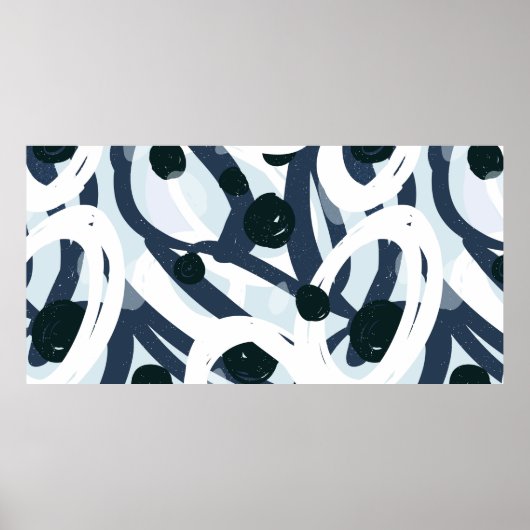 Abstract blauw en zeemanspenseelschilderij illus poster (Voorkant)