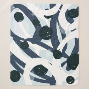 Abstract blauw en zeemanspenseelschilderij illus sherpa deken