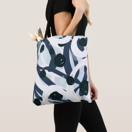 Abstract blauw en zeemanspenseelschilderij illus tote bag (Dichtbij)