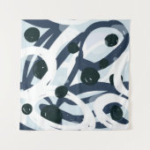 Abstract blauw en zeemanspenseelschilderij illus wandkleed (Voorkant (horizontaal))