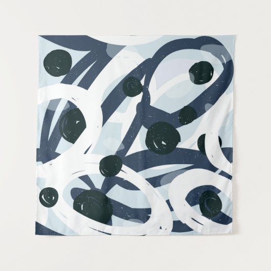 Abstract blauw en zeemanspenseelschilderij illus wandkleed (Voorkant (horizontaal))