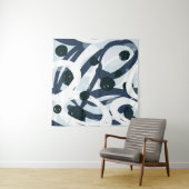 Abstract blauw en zeemanspenseelschilderij illus wandkleed (In Situ (horizontaal))