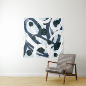 Abstract blauw en zeemanspenseelschilderij illus wandkleed (In situ)