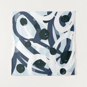 Abstract blauw en zeemanspenseelschilderij illus wandkleed