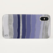 Abstract blauw en zilver gepersonaliseerd Case-Mate iPhone case (Achterkant (horizontaal))