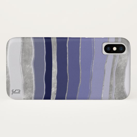 Abstract blauw en zilver gepersonaliseerd Case-Mate iPhone case (Achterkant (horizontaal))