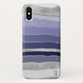 Abstract blauw en zilver gepersonaliseerd Case-Mate iPhone case (Achterkant)