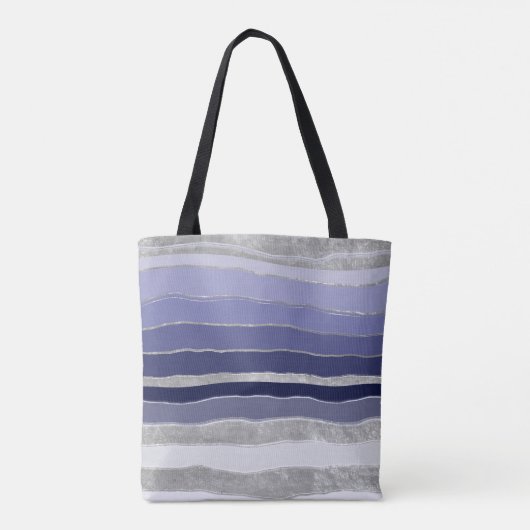 Abstract blauw en zilver gepersonaliseerd tote bag (Achterkant)