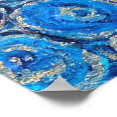 Abstract blauw en Zilveren Circles Poster (Hoek)