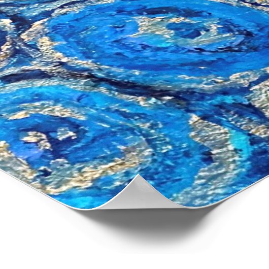 Abstract blauw en Zilveren Circles Poster (Hoek)