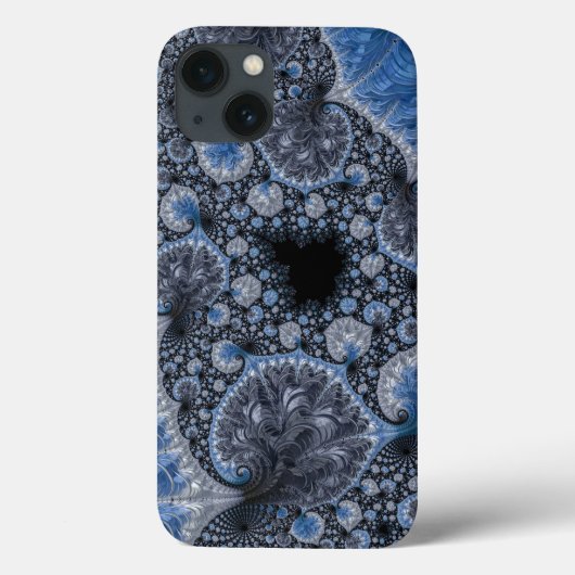 Abstract Blauw en zwart Intricate Fractal Case-Mate iPhone Case (Achterkant)