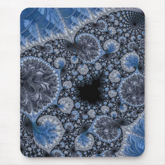 Abstract Blauw en zwart Intricate Fractal Muismat (Voorkant)