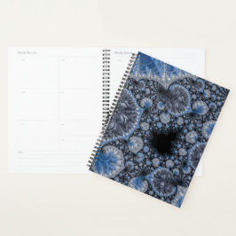 Abstract Blauw en zwart Intricate Fractal Planner