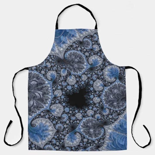Abstract Blauw en zwart Intricate Fractal Schort (Voorkant)
