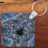 Abstract Blauw en zwart Intricate Fractal Sleutelhanger (Achterkant)
